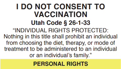 I do not consent to vaccination - personal rights